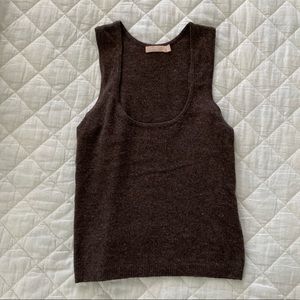 Birkett brown cashmere loose fit racer back tank